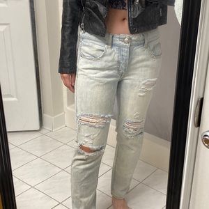 American eagle distressed straight crop jeans